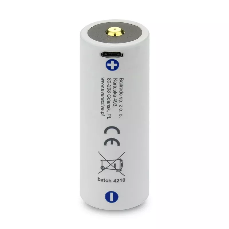 Įkraunama baterija everActive EV26650-52M 3,7 V 5200 mAh su „Micro USB“ įkrovimu