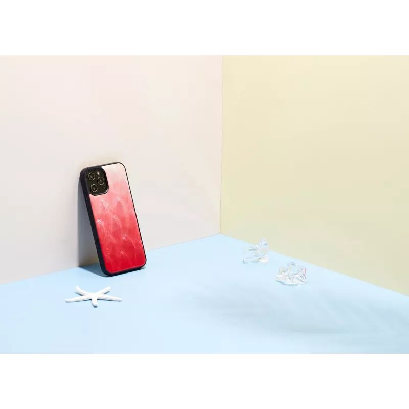 Apsauginis telefono dėklas iKins, skirtas Apple iPhone 12 / 12 Pro, rožinės ežero spalvos su juodu apvadu