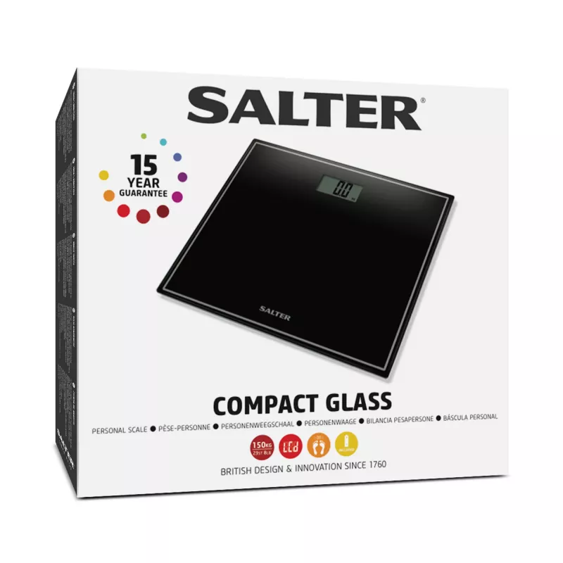 Salter 9207 BCFEU12 kompaktiškos elektroninės vonios svarstyklės – juodos
