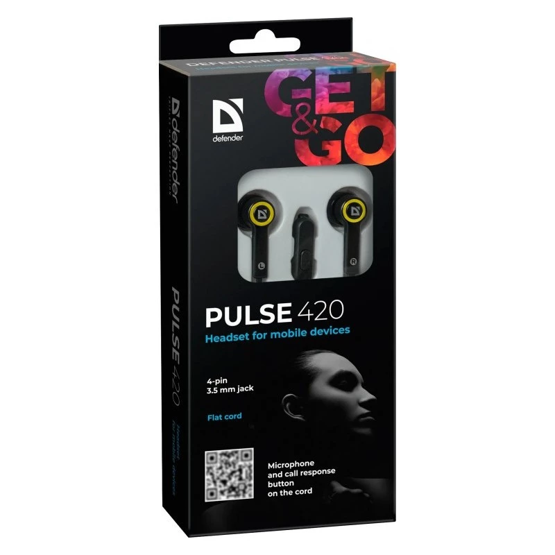 Ausinės Defender Pulse 420 juodai geltonos