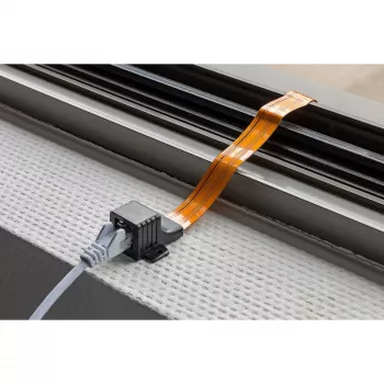 Window Feed-Through Ultra-plonas, RJ45, kabelis juodas/vario, 30cm