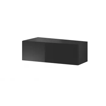 TV stovas Cama Meble VIGO SLANT '90' – 900×400×300 mm, juodas viršus (medžio drožlių plokštė), juodas rėmas, blizgus