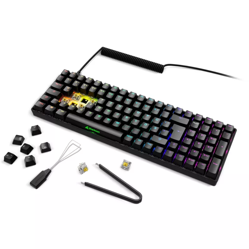 Sharkoon Skiller SGK50 S2 juoda DE išdėstymas Gateron Yellow klaviatūra