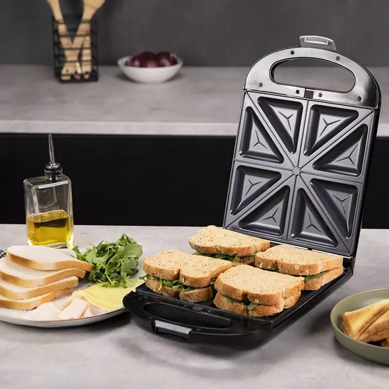 Cecotec sumuštinių keptuvė | Rock'nToast Family 3in1 | 1500 W | plokščių skaičius 3 | juoda
