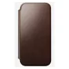 Nomad Modern Leather Folio mobiliojo telefono dėklas iPhone 17 Pro Max — ruda, oda, 6,3 colio ekranas, 4 kortelių kišenės