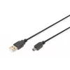 Assmann/Digitus USB 2.0 JUNGTIES KABELIS A-B USB 2.0 jungties kabelis, 480 Mbit/s, USB A - USB mini B, kištukas/kištukas, 1,8 m, juodas (AK-300130-018-S)