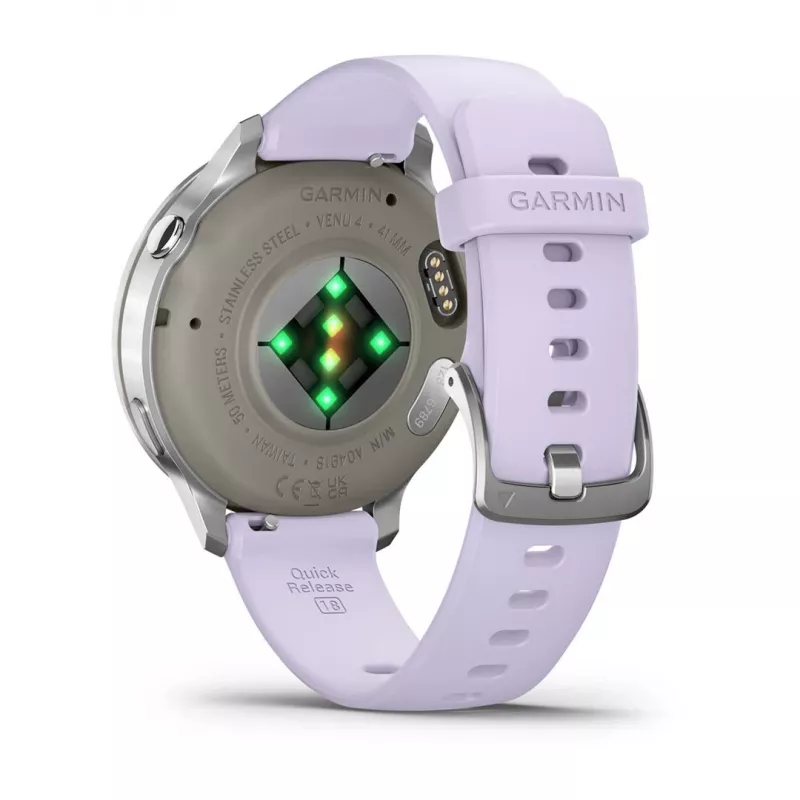 Garmin Venu 4 3,05 cm (1,2 colio) AMOLED 41 mm Skaitmeninis 390 x 390 pikselių Liečiamas ekranas Sidabrinis Wi-Fi GPS (palydovas)