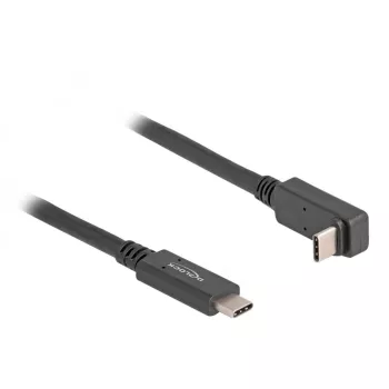 Delock - USB laidas - 24 kontaktų USB-C (kištukas) į 24 kontaktų USB-C (kištukas) kampuotas - USB 3.2 Gen 2 - 3 A - 1,0 m - USB maitinimo tiekimas (60 W), palaiko 4K 144 Hz (3840 x 2160), iki 10 Gbps duomenų perdavimui