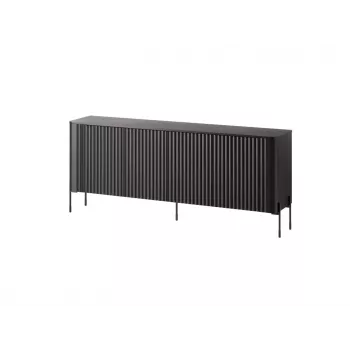 Komoda cama meble VERA 190x40x80 cm, juoda matinė, medžio drožlių plokštė, 16 mm rėmas