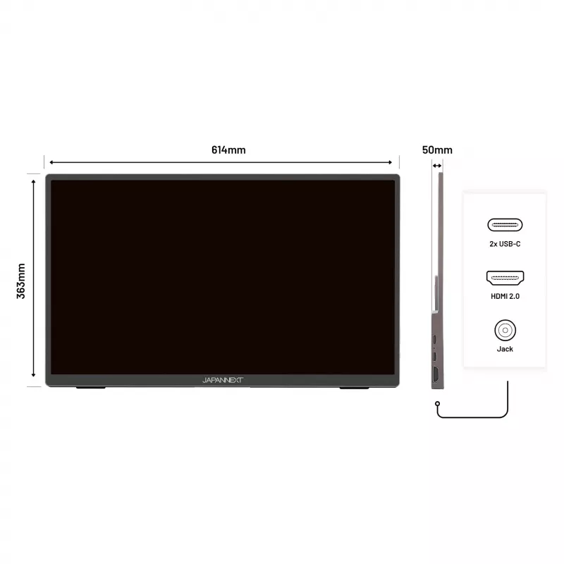 JAPANNEXT JN-MD-I156FHDR-T kompiuterio monitorius 39,6 cm (15,6 colių) 1920 x 1080 pikselių Full HD LED jutiklinis ekranas Pilka