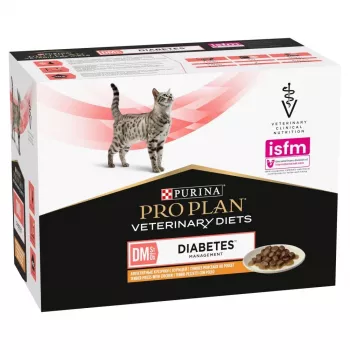 PURINA Pro Plan Veterinary Diets DM St/Ox Diabetes Management - šlapias kačių ėdalas - 10 x 85 g