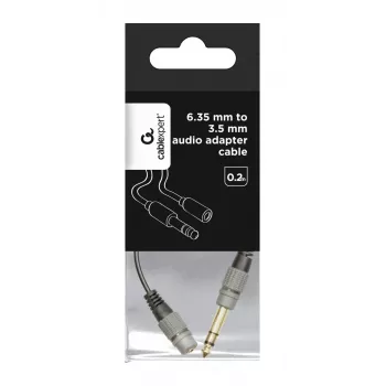 Garso kabelis Gembird A-63M35F-0.2M 6,35 mm kištukas – 3,5 mm lizdas, juodas