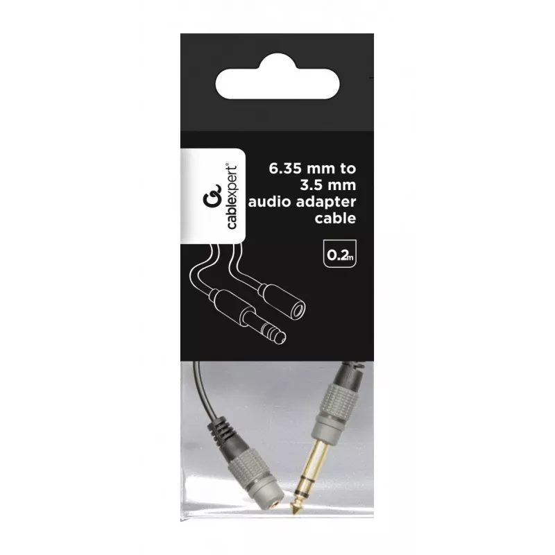 Garso kabelis Gembird A-63M35F-0.2M 6,35 mm kištukas – 3,5 mm lizdas, juodas