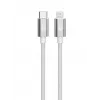 TB kabelis USB-C - Lightning braided 1m, Sidabrinė