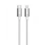 TB kabelis USB-C - Lightning braided 1m, Sidabrinė