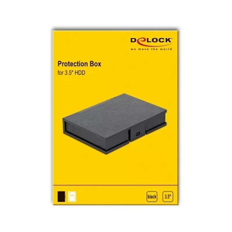 Apsauginės dėžutės dangtelis DeLOCK 18372, skirtas 3,5 colio HDD, juodas