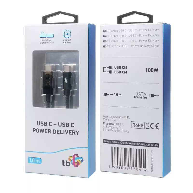 USB-C laidas TB AKTBXKUCCIND10B 1 m 100W su LED įkrovimo indikatoriumi