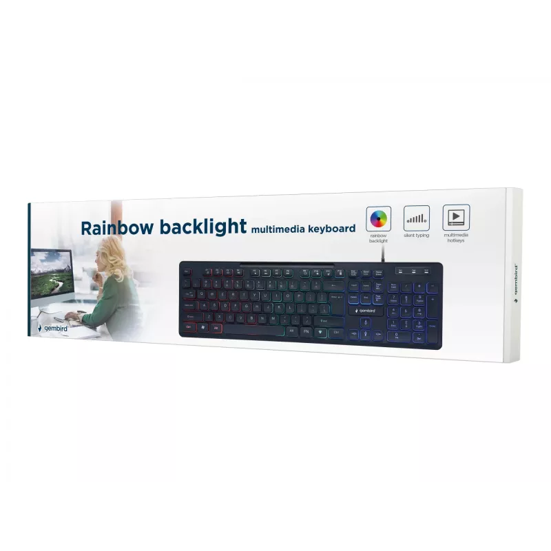 KLAVIATŪRA MULTIMEDIA USB ENG/JUODA KB-UML-02 GEMBIRD