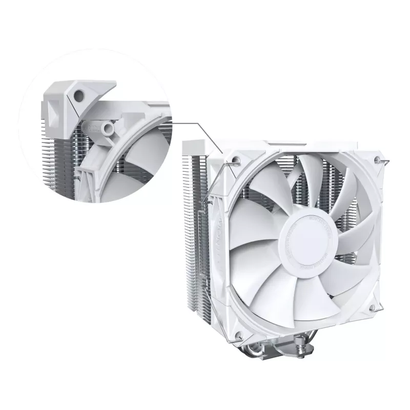 CPU aušintuvas Montech NX400, 120 mm ventiliatoriai, baltas, matmenys 156×74×120 mm, TDP 270 W