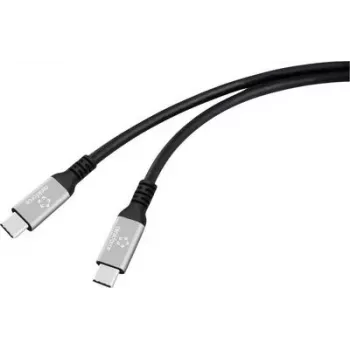 Renkforce USB-C laidas USB4 kištukas juodas aliuminio kištukas silikoninis (RF-6805038)
