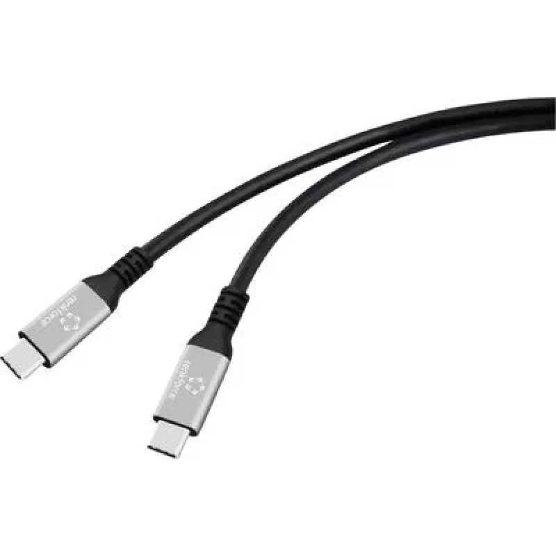 Renkforce USB-C laidas USB4 kištukas juodas aliuminio kištukas silikoninis (RF-6805038)