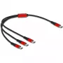 USB įkrovimo laidas DeLOCK 3 viename USB Type-C į 3 x USB Type-C 30 cm juoda/raudona