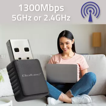 Belaidis USB adapteris QOLTEC 56988 Dual Band 1300 Mbps USB 3.0