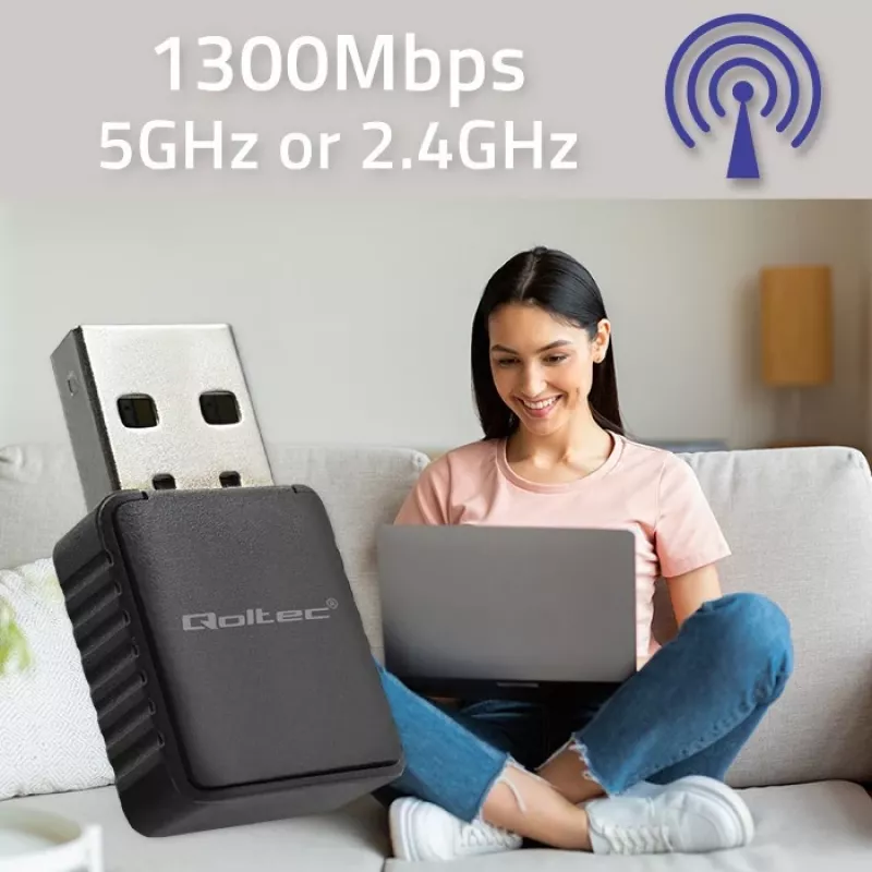 Belaidis USB adapteris QOLTEC 56988 Dual Band 1300 Mbps USB 3.0