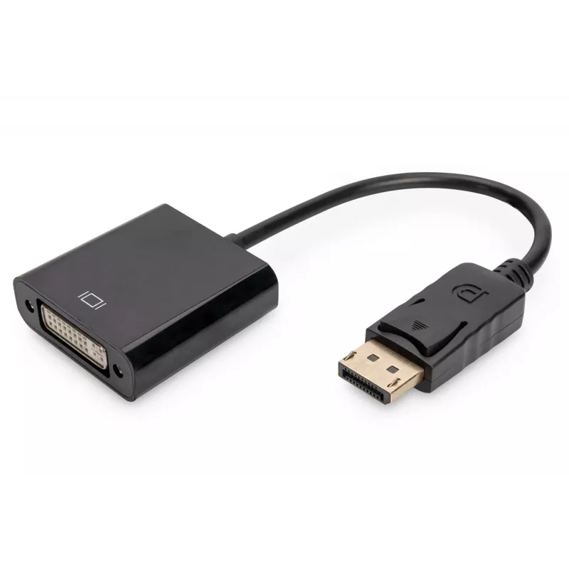 Assmann DisplayPort adapter cable. DP - DVI (24+5) M/F. 0.15m.w/interlock. DP 1.1 compatible. UL. bl. w/o shielding. 32AWG (AK-340409-001-S)