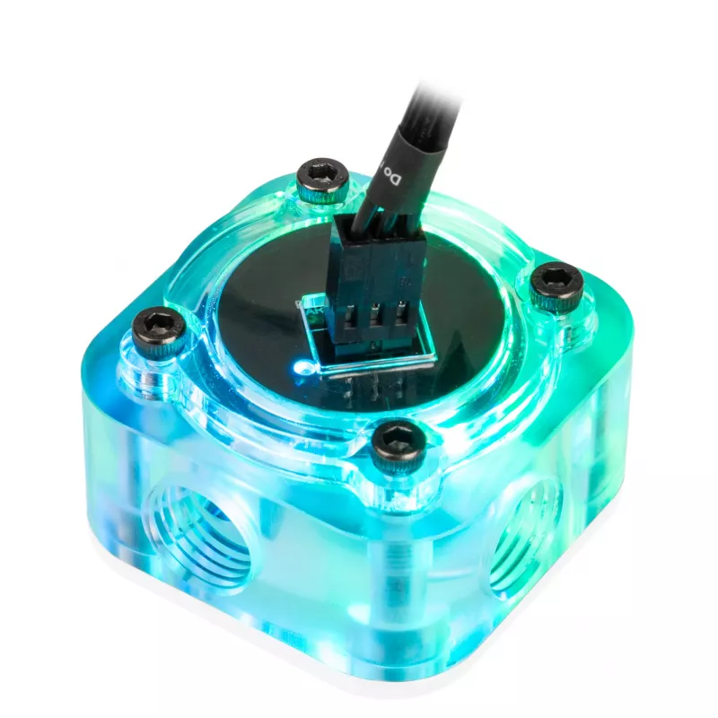 Srauto matuoklis Barrow SLFV2-RGB W ARGB baltas - skysčio aušinimo srauto jutiklis kompiuterinėms sistemoms