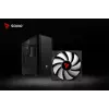 Kompiuterio korpusas SAVIO Noctis Flow — Cube Mini‑ITX/Micro‑ATX/ATX, 3x120mm priekyje, 1x120mm gale, 2x3.5 colio + 3x2.5 colio lizdai, grūdintas stiklas