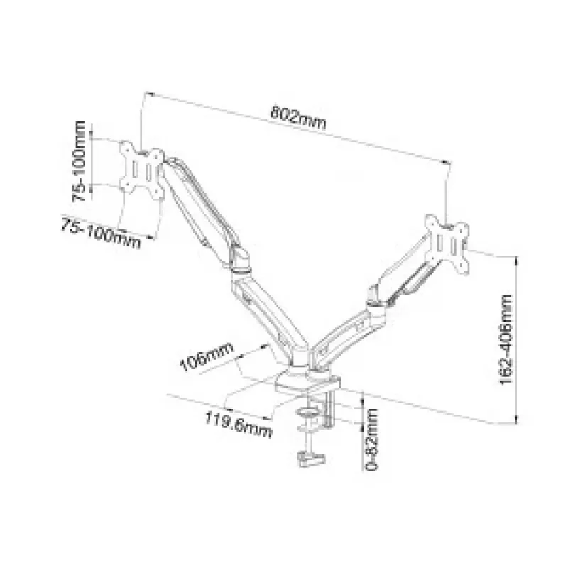 Stalinis laikiklis ant dujinių spyruoklių 2 LED / LCD 13-27 colių L-13GD