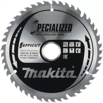 Makita Efficut - diskinis pjūklo diskas - medžiui, metalui - 190 mm - 45 dantys (B-68638)