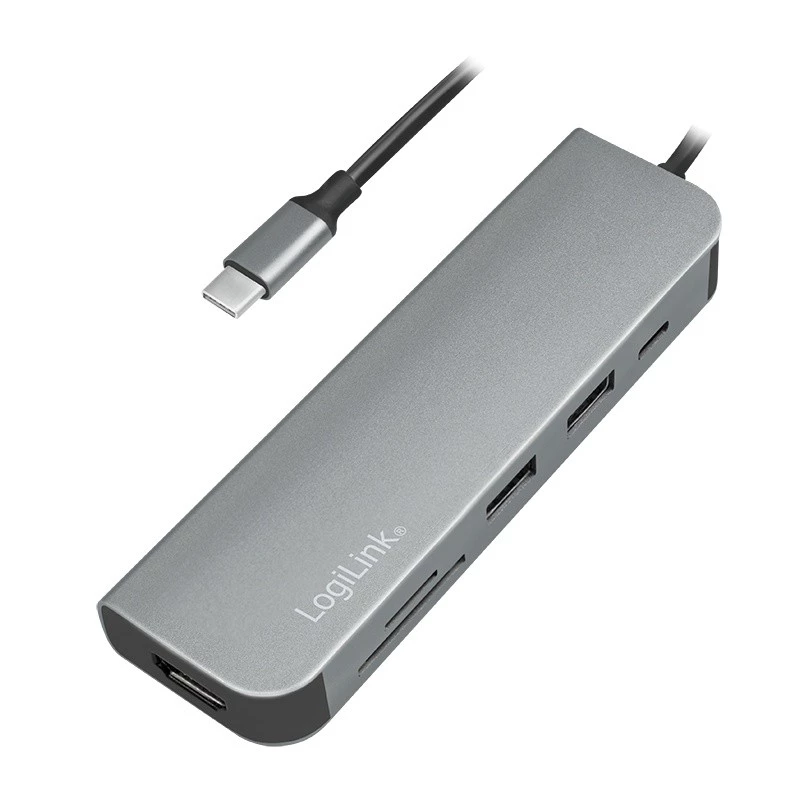 LogiLink UA0343 USB-C daugiafunkcis šakotuvas, aliuminis, USB 3.2 2-os kartos, įvairių
