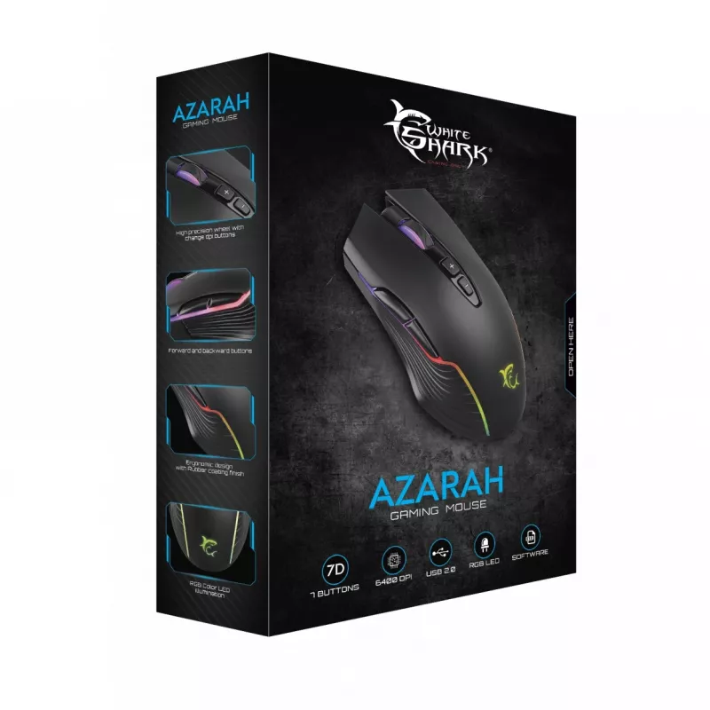 White Shark GM-5003 žaidimų pelė Azarah juoda