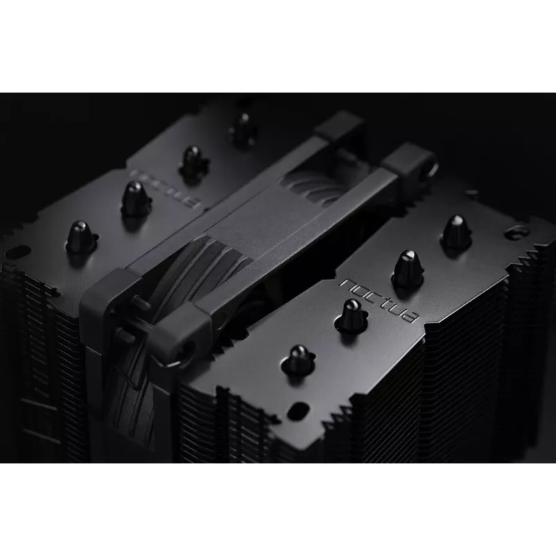 CPU aušintuvas Noctua NH-D9L CHROMAX.Juoda — 92 mm ventiliatorius, 400–2000 RPM, 22,6 dB, matmenys 95×95×110 mm, svoris 531 g