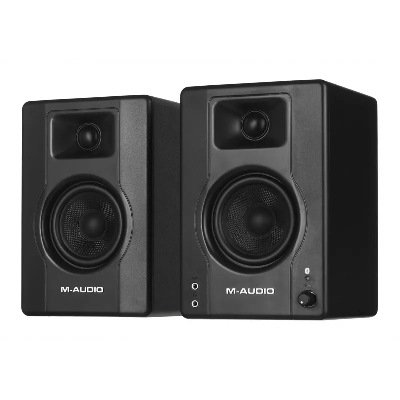 Studijiniai artimo lauko monitoriniai garsiakalbiai M-Audio BX3 pora BT bevielis Bluetooth ryšys, aktyvūs 3 colių žemų dažnių garsiakalbiai