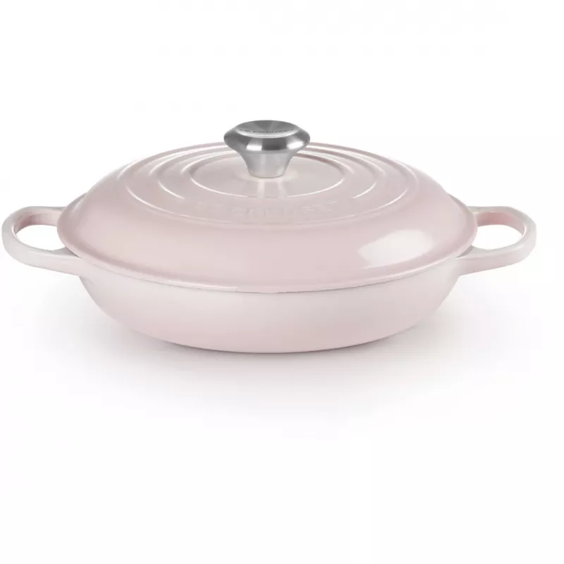 Le Creuset Signature 26 cm Gourmet Professional puodas rožinis