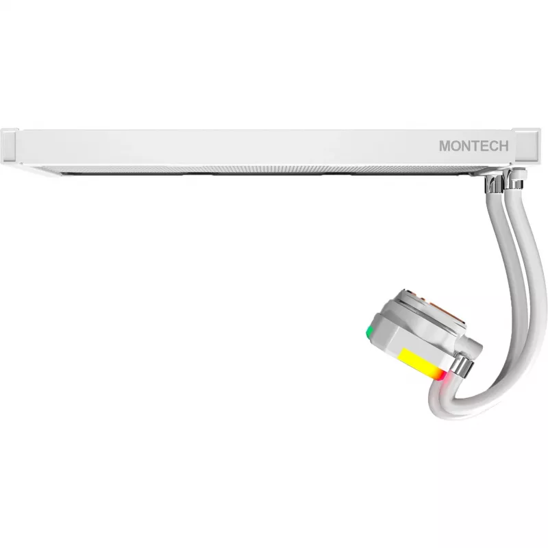 360mm radiatorius Montech HyperFlow ARGB 360 baltas — 360mm skysčio aušinimo radiatorius asmeniniam kompiuteriui