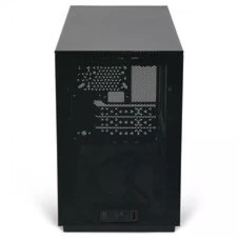 Mini ITX/ATX PC korpusas ssupd Meshroom D (CS-MRD-BK-1) — kompaktiškas juodas korpusas su tinklinėmis plokštėmis