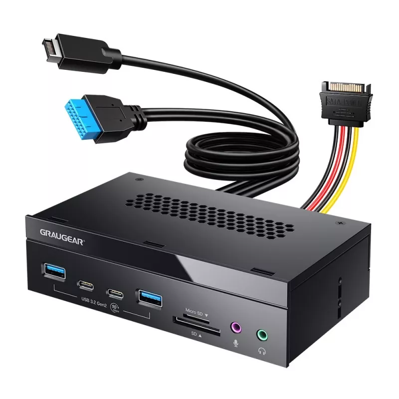 GrauGear G-MP03-CR-AU Multi priekinio skydelio 4 prievadų USB šakotuvas + kortelių skaitytuvas (USB, SD, microSD)