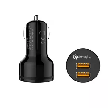Automobilinis greitasis įkroviklis CC-T8 2xUSB 3.0 6A 36W + micro USB laidas 1m
