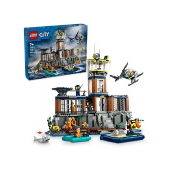“LEGO City” policijos nuovados ir kalėjimo salos konstrukcinis žaislas 60419 — 980 dalių, 7 minifigūrėlės, 370×400×160 mm