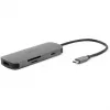 7‑in‑1 USB‑C Dongle Acer — USB 3.2 Gen 1 Type‑C, 3x USB‑A, HDMI, SD/MicroSD, 100 W PD, sidabrinis