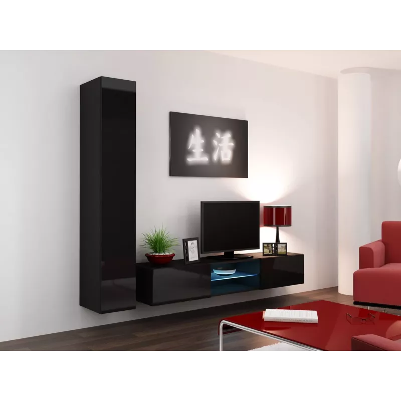 Cama uždara Spintelė VIGO '180' 180/40/30 juodas/juodas blizgus