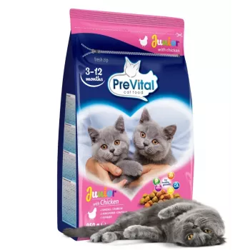 Sausas kačių ėdalas PREVITAL Junior Chicken 950 g — trupiniai kačiukams, 35% baltymų, 12% riebalų