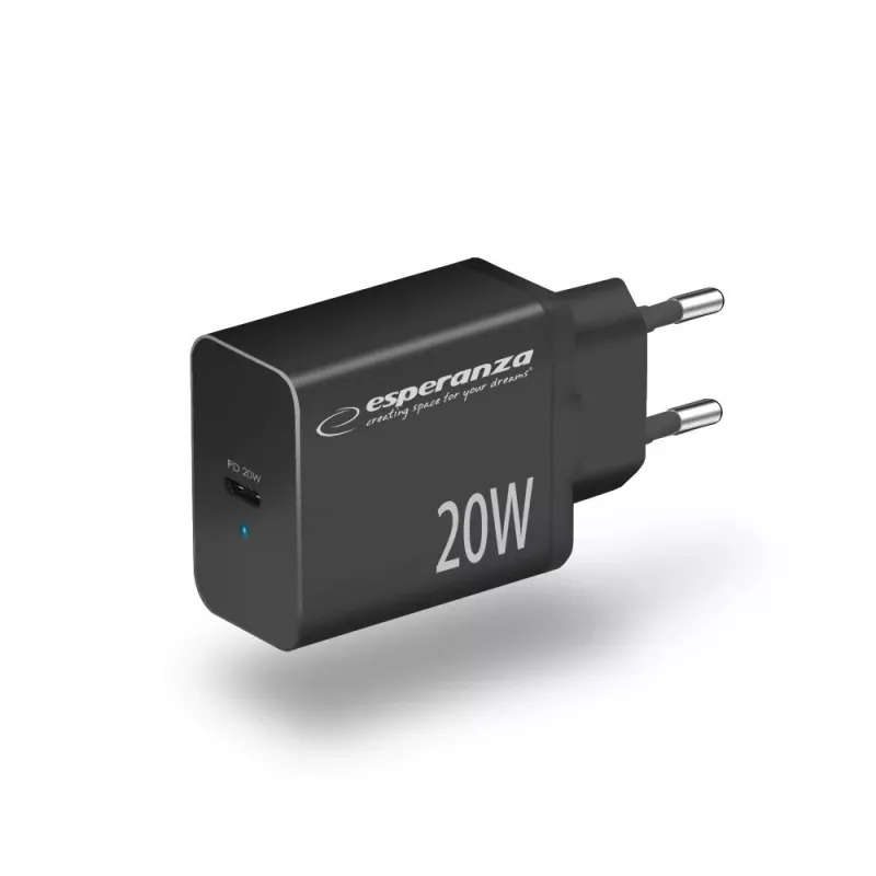 Maitinimo įkroviklis ESPERANZA EZC104K 20W juodas, USB maitinimo adapteris nešiojamiems įrenginiams