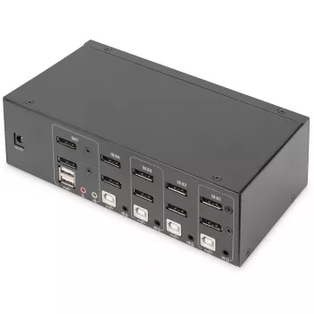 DIGITUS KVM jungiklis, 4 prievadų, dviejų ekranų, 4K, DisplayPort®