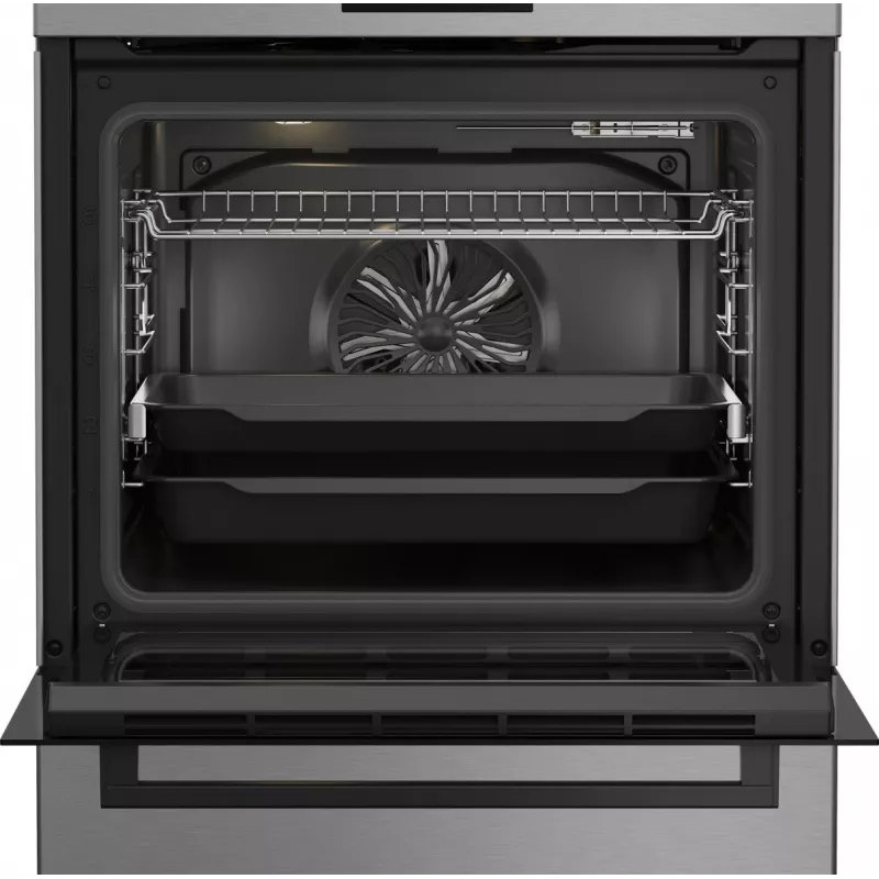 Laisvai pastatoma dujinė-elektrinė viryklė BEKO FBM62330GXTN 60 cm, 4 degiklių dujinė kaitlentė, 72 L elektrinė orkaitė, energijos klasė A