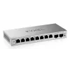 Valdomas L2 gigabito komutatorius Zyxel GS1200-10v3 — 8x Gigabit (10/100/1000), 20 Gbps, MAC 4000, stalinis, pilkas